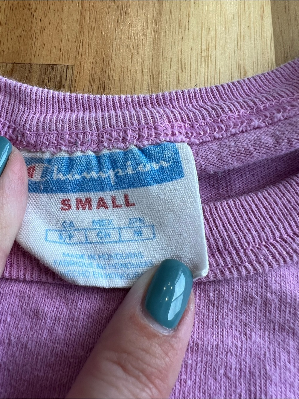 Vintage Champion Long Sleeve Tee Small Heather Orchid Pink Purple - Picture 4 of 8